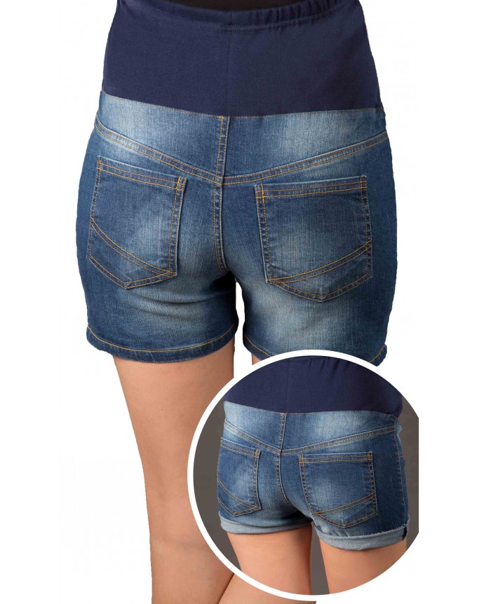 Jeans Shorts / Umstandshose mit Bauchband für Sommer