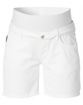 Umstandsshorts Jeans White - mit unterstützendes Bauchband und verstellbaren Bund