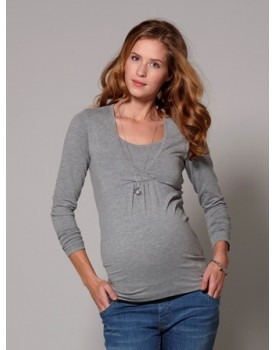 Esprit maternity Longsleeve Nursing Shirt mit modischem Wickeleffekt M84714